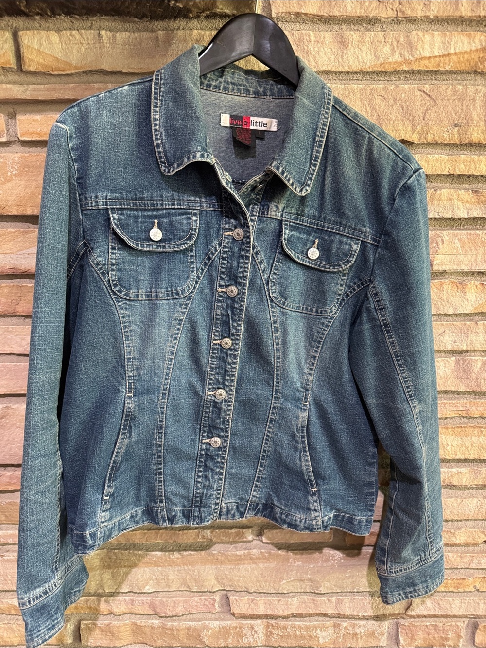 Live a Little Distressed Blue Denim Jacket